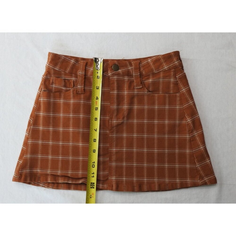 Alter'd State Rust Plaid Mini Skirt Size Small Y2K Preppy Fall Aesthetic - Picture 5 of 8